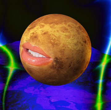 Libra woman a planet with a smiling mouth